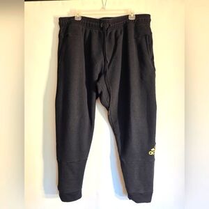 ADIDAS ACTIVEWEAR MEN'S BLACK JOGGERS PANTS GOLD LOGO ON LEG ZIP POCKETS SIZE2XL